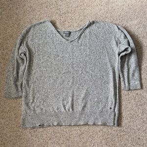 Eddie Bauer Heather Gray V-Neck Sweater, Women’s Large
